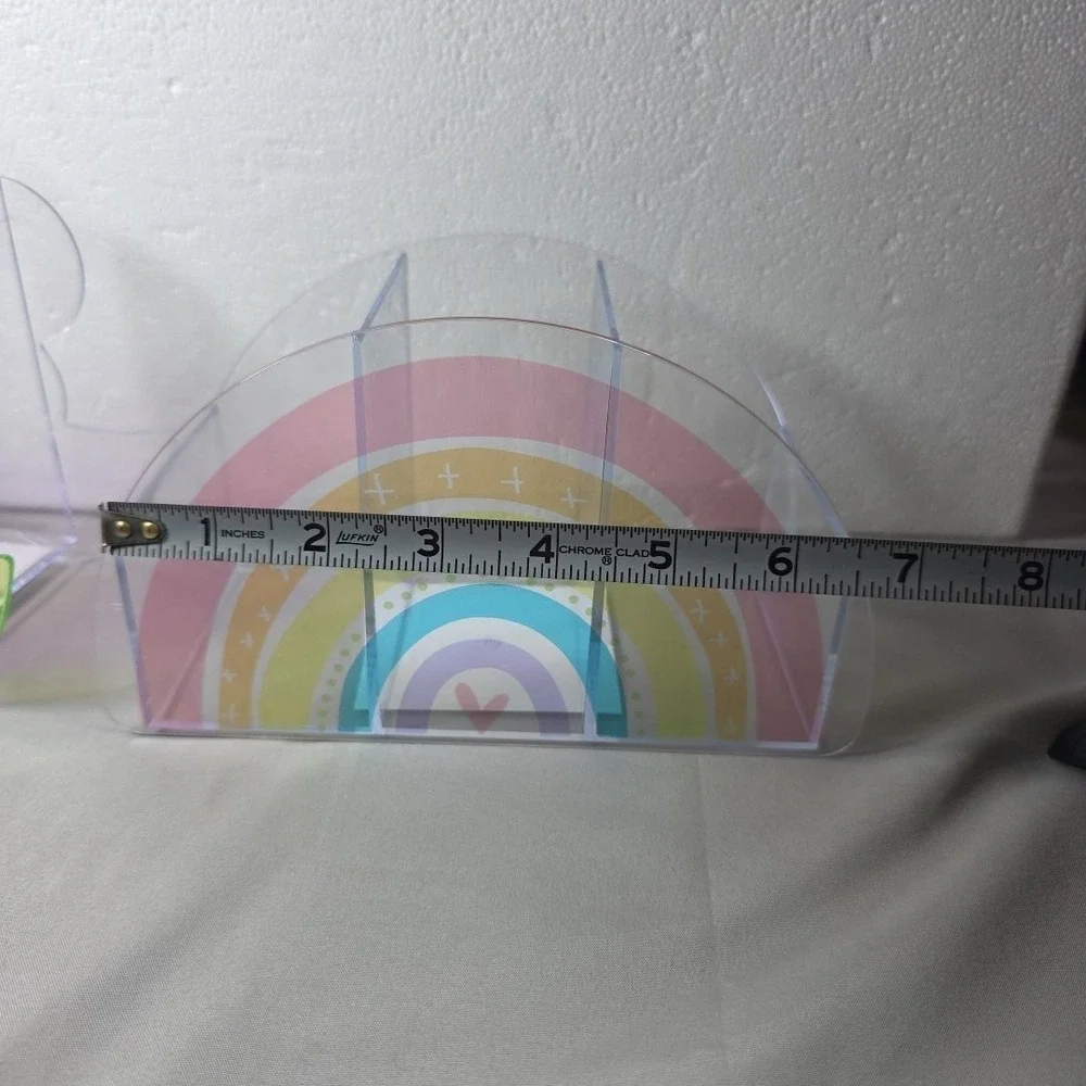 Kids Desk Organizers Clear Rainbow Catchall Set of 2